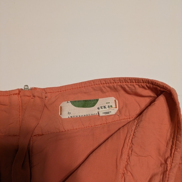 Anthropologie Utility Mini Skirt Orange Front Pockets Size 4 - Picture 5 of 8